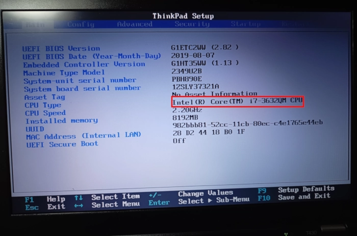 Successfully installed CPU as shown in BIOS