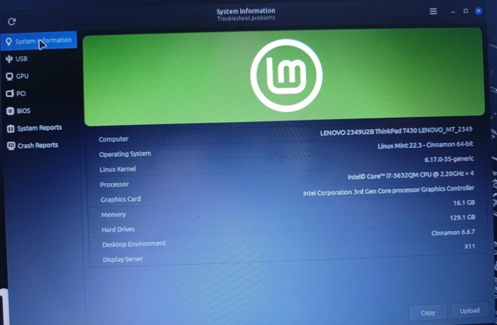 Linux Mint OS change